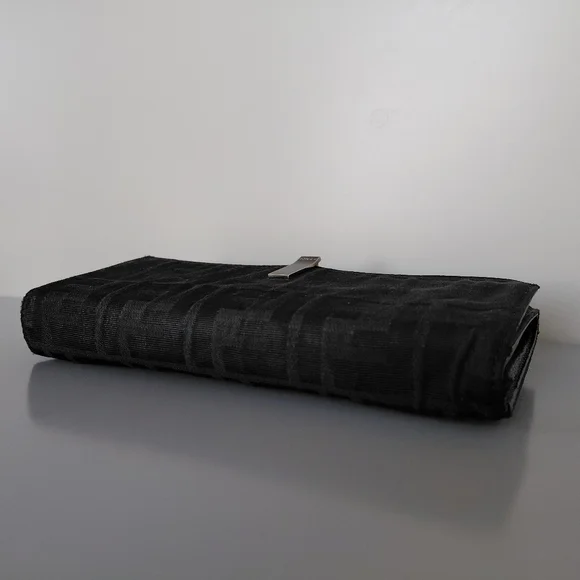 Fendi Textured Black Evening Clutch Wallet Signature
